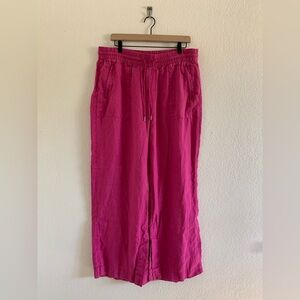 Athleta Retreat Wide Leg Linen Pant Undyed Pink Elastic Waist Size Large